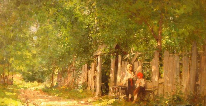 Nicolae Grigorescu Girls Spinning at the Gate oil painting picture